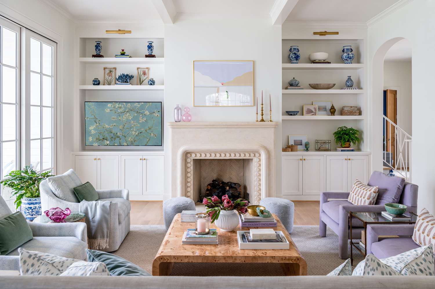Luxury modern living room with warm neutral tones